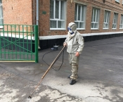 Еженедельный рейд добровольцев ВДПО по дезинфекции улиц Новочеркасска