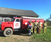 Проверка готовности добровольных пожарных Каргополья